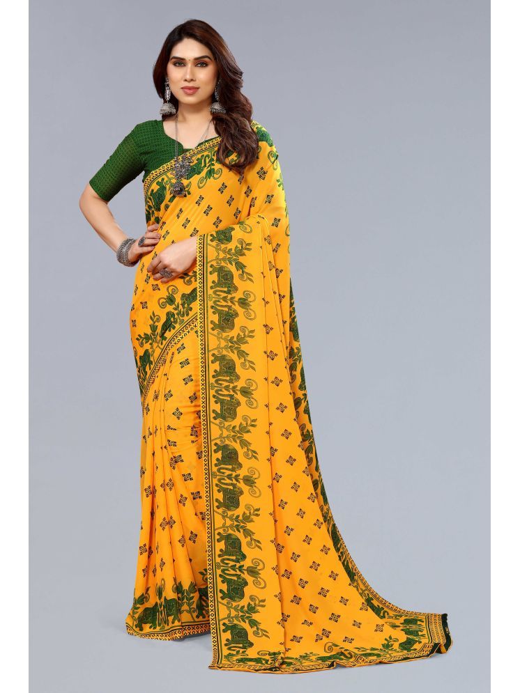     			ANAND SAREES Pack of 1 Georgette Printed Saree With Blouse Piece ( Green )