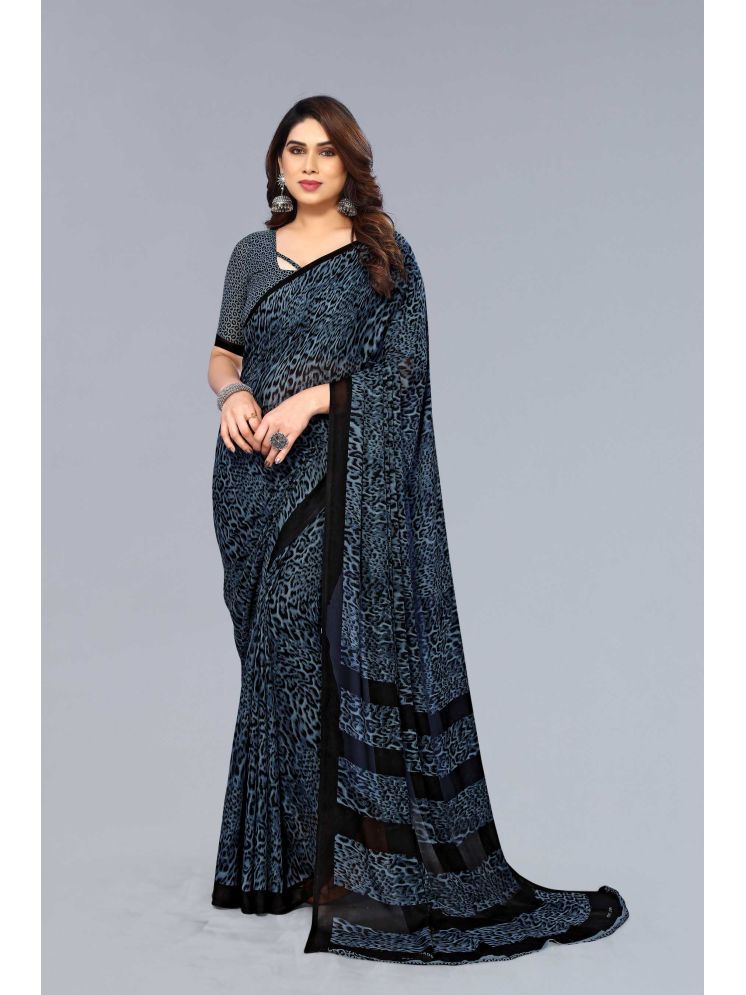     			ANAND SAREES Pack of 1 Georgette Printed Saree With Blouse Piece ( Blue )