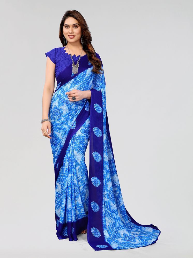     			ANAND SAREES Pack of 1 Georgette Printed Saree With Blouse Piece ( Light Blue )