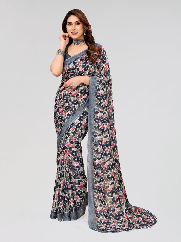     			ANAND SAREES Pack of 1 Georgette Printed Saree With Blouse Piece ( Grey )