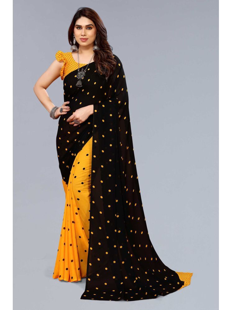     			ANAND SAREES Pack of 1 Georgette Printed Saree With Blouse Piece ( Yellow )