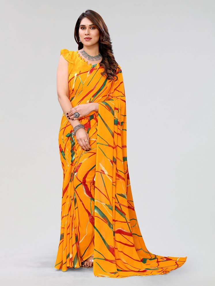     			ANAND SAREES Pack of 1 Georgette Printed Saree With Blouse Piece ( Yellow )