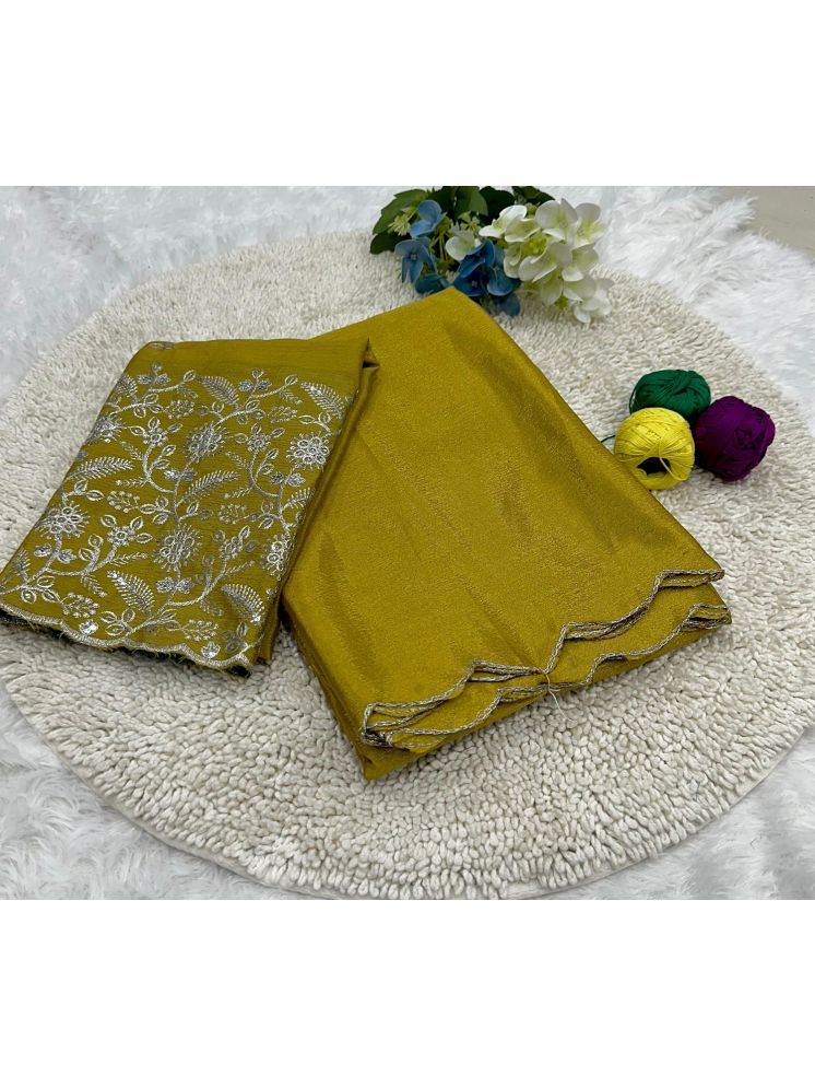     			Apnisha Pack of 1 Chiffon Solid Saree With Blouse Piece ( Yellow )