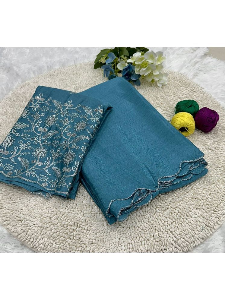     			Apnisha Pack of 1 Chiffon Solid Saree With Blouse Piece ( SkyBlue )