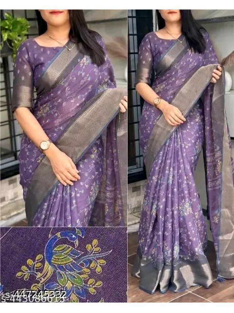     			Bhuwal Fashion Pack of 1 Art Silk Woven Saree With Blouse Piece ( Purple )