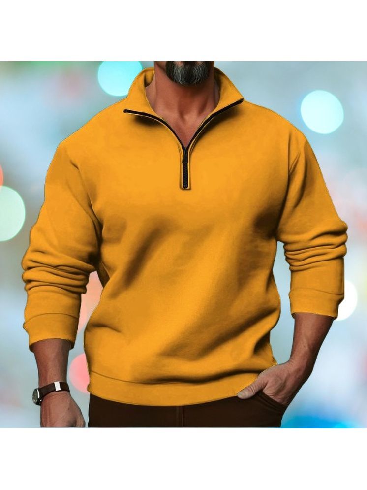     			Kintu Parantu Fleece High Neck Men's Sweatshirt - Mustard ( Pack of 1 )