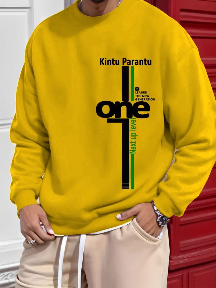     			Kintu Parantu Fleece Round Neck Men's Sweatshirt - Mustard ( Pack of 1 )