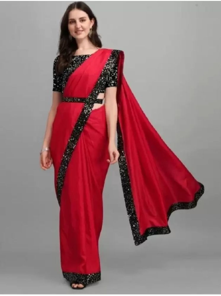     			Saadhvi Pack of 1 Lycra Embellished Saree With Blouse Piece ( Red )