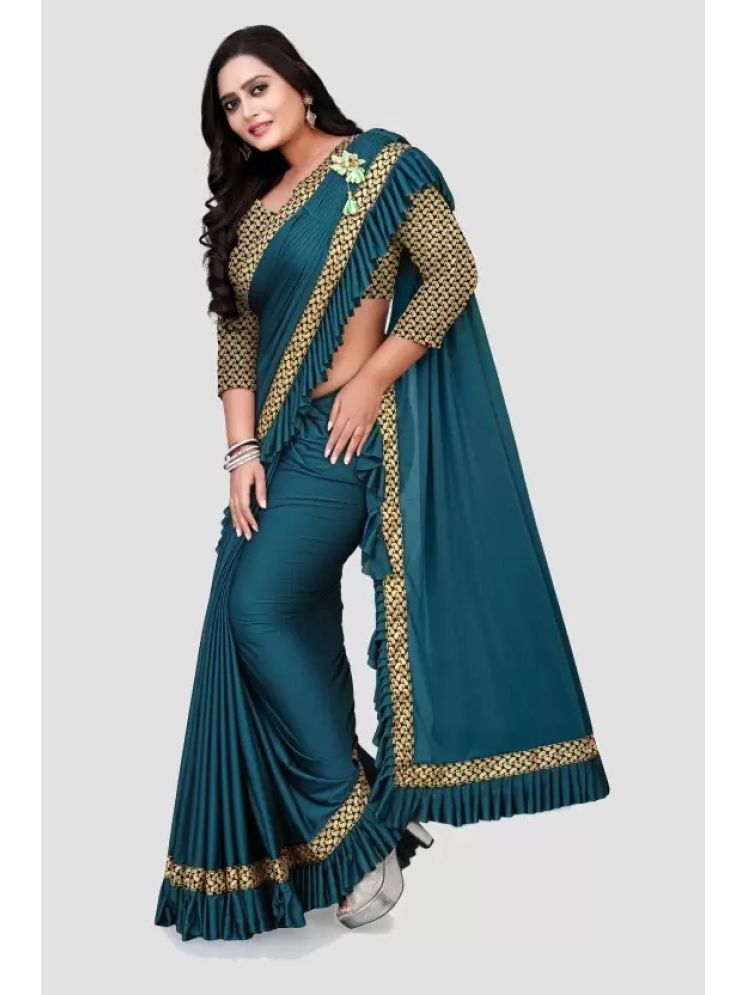     			Saadhvi Pack of 1 Lycra Self Design Saree With Blouse Piece ( Rama )