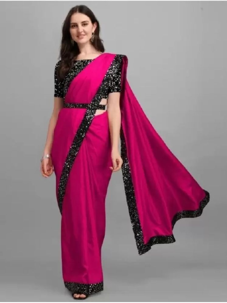     			Samai Pack of 1 Lycra Embellished Saree With Blouse Piece ( Pink )