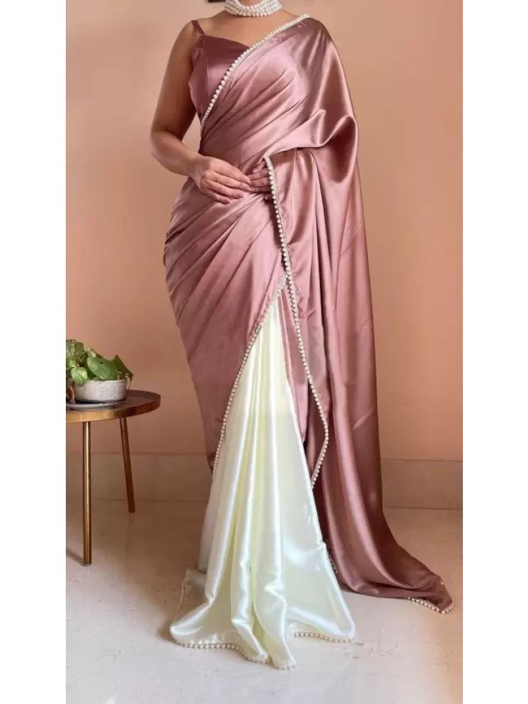     			Samai Pack of 1 Satin Colorblock Saree With Blouse Piece ( Peach )