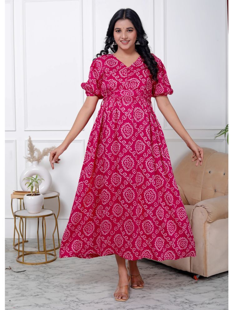     			Swasti Pink Cotton Maternity Kurta