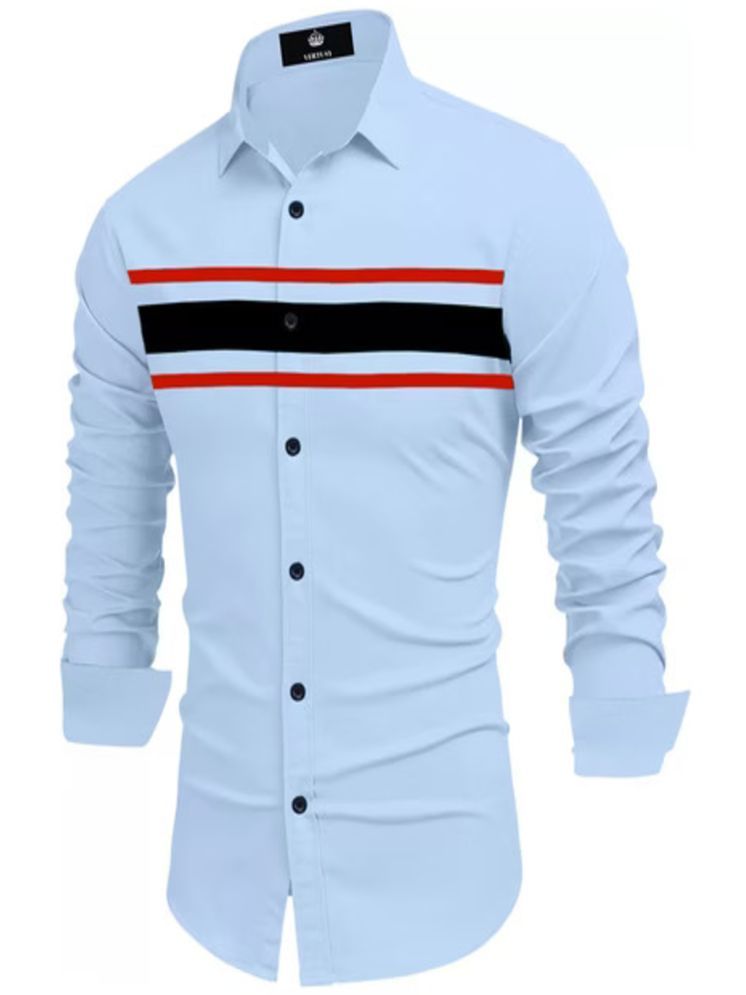     			VERTUSY Cotton Blend Regular Fit Striped Full Sleeves Men's Casual Shirt - Light Blue ( Pack of 1 )