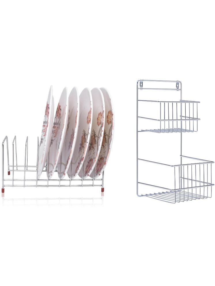     			Home Lane Silver Stainless Steel Dish Racks ( Pack of 2 )