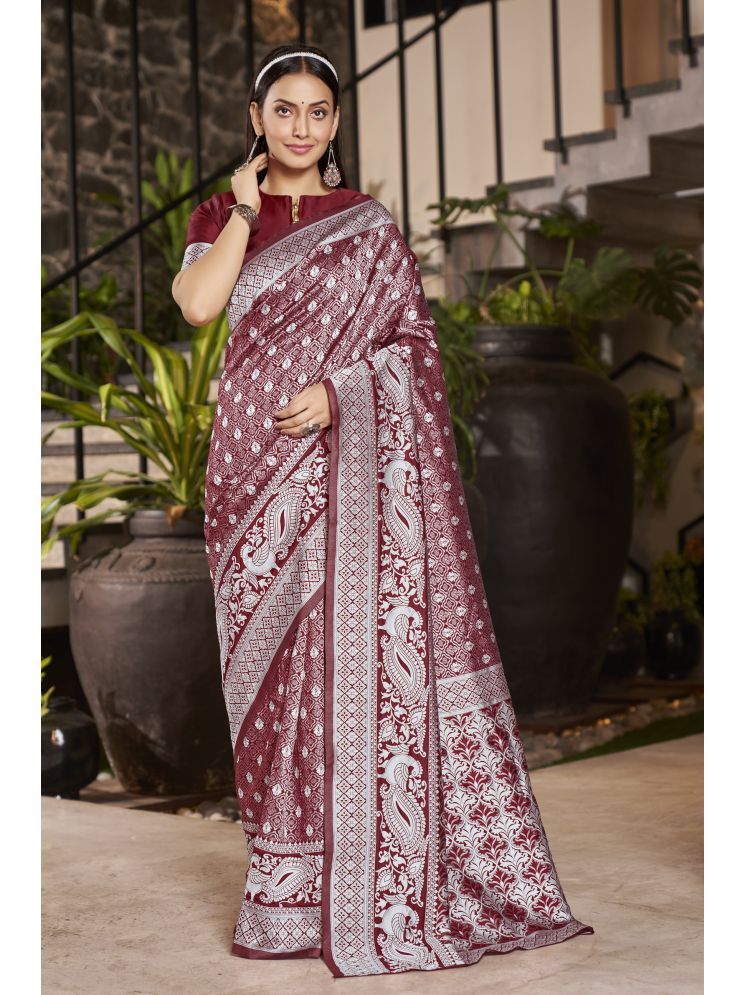     			Sariya Pack of 1 Jacquard Woven Saree With Blouse Piece ( Maroon )