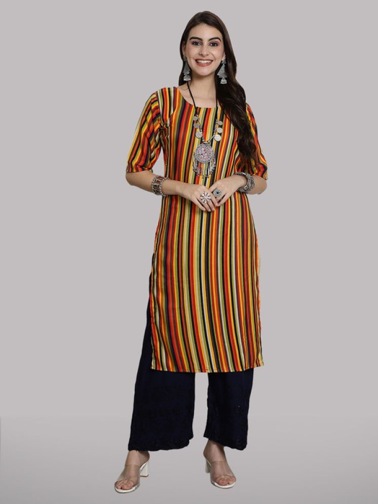     			1 Stop Fashion Pack of 1 Crepe Printed Straight Women's Kurti - ( Multicoloured )