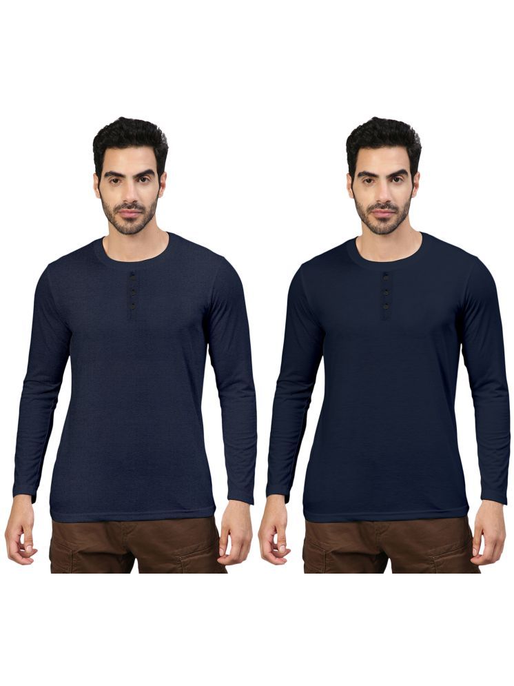     			FTX Pack of 2 Cotton Blend Regular Fit Men's T-Shirt ( Navy )