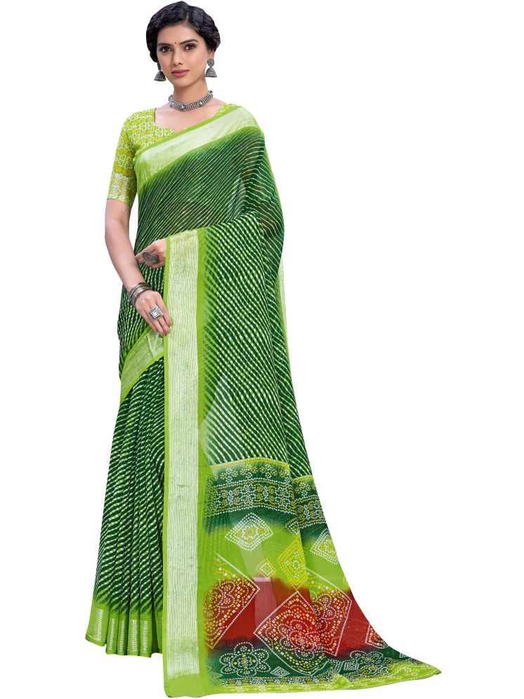     			Sariya Pack of 1 Viscose Printed Saree With Blouse Piece ( Lime Green )