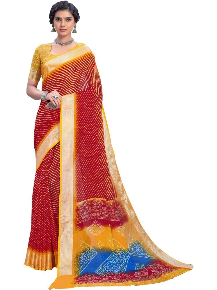     			Sariya Pack of 1 Viscose Printed Saree With Blouse Piece ( Orange )