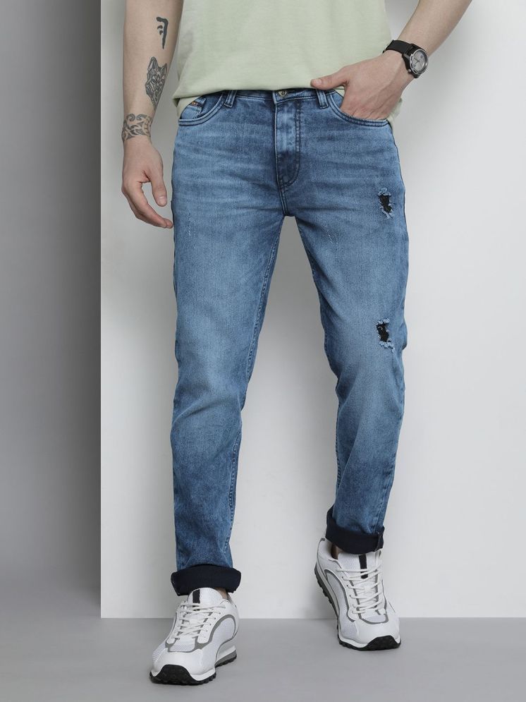     			The Indian Garage Co Men Slim Fit Mildly Distressed Heavy Fade Stretchable Jeans