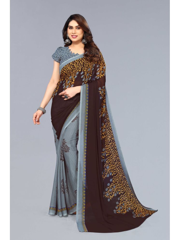     			ANAND SAREES Pack of 1 Georgette Printed Saree With Blouse Piece ( Grey )