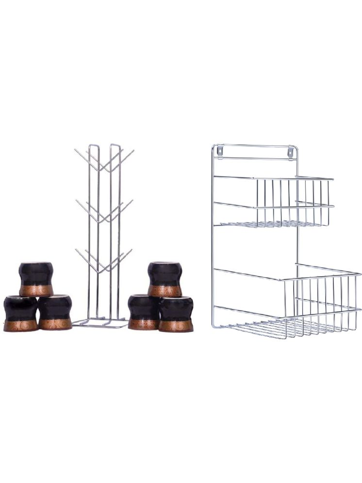     			Home Lane Silver Stainless Steel Wall mount Stand ( Pack of 2 )