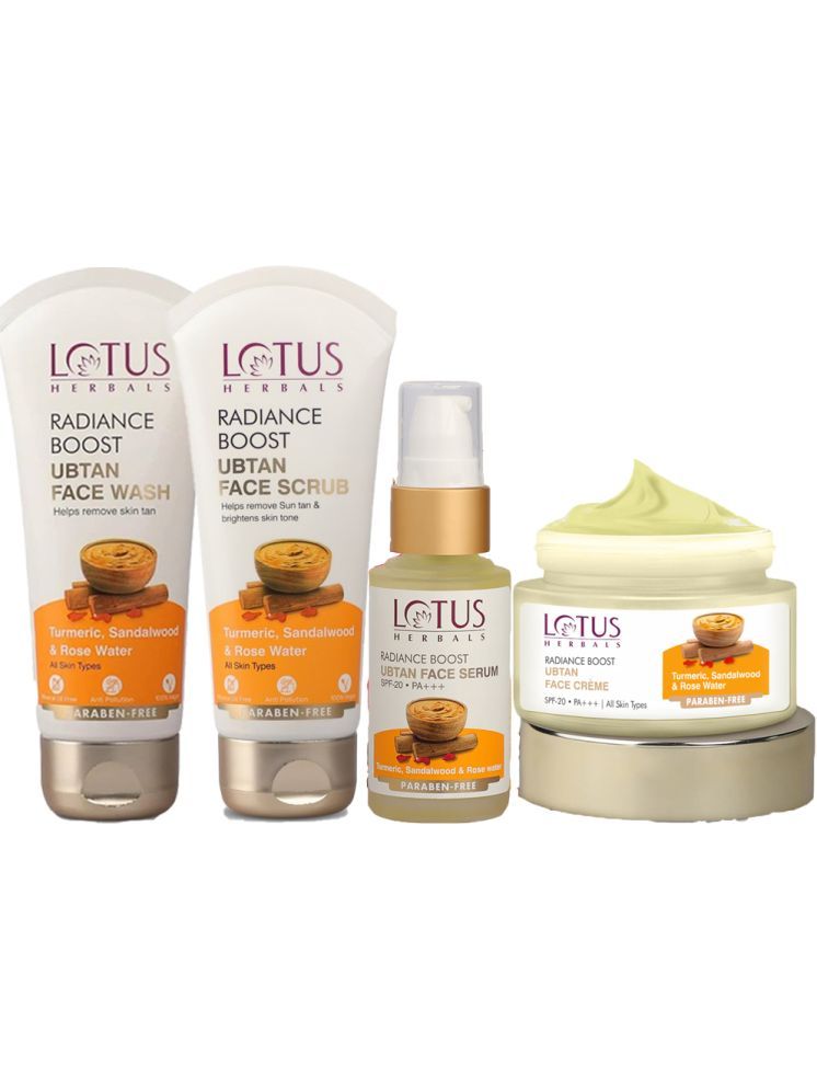     			Lotus Herbals Radiance Boost Ubtan Face Cream 50g ,Face Serum 30ml ,Facewash 100g ,Face Scrub 100G