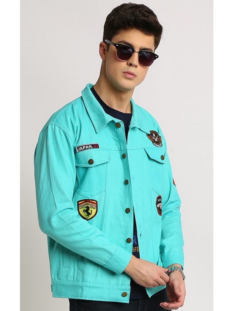     			VOGATI Denim Men's Denim Jacket - Turquoise ( Pack of 1 )