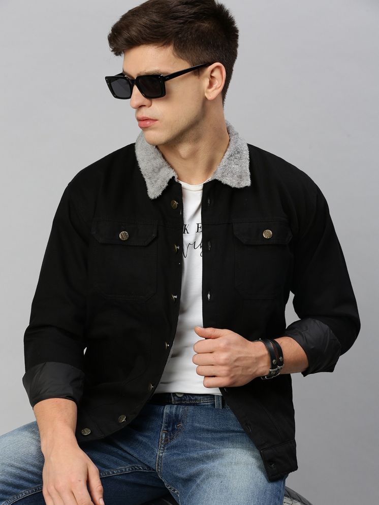     			VOGATI Denim Men's Denim Jacket - Black ( Pack of 1 )