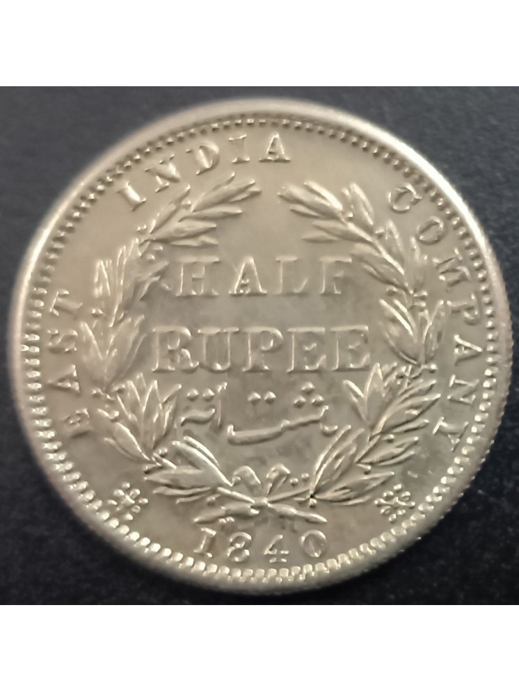     			British India Half Rupee 1840 Victoria Silver Coin