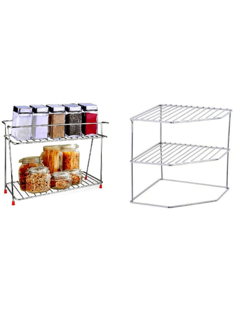     			Green Tales Silver Stainless Steel Dish Racks ( Pack of 2 )