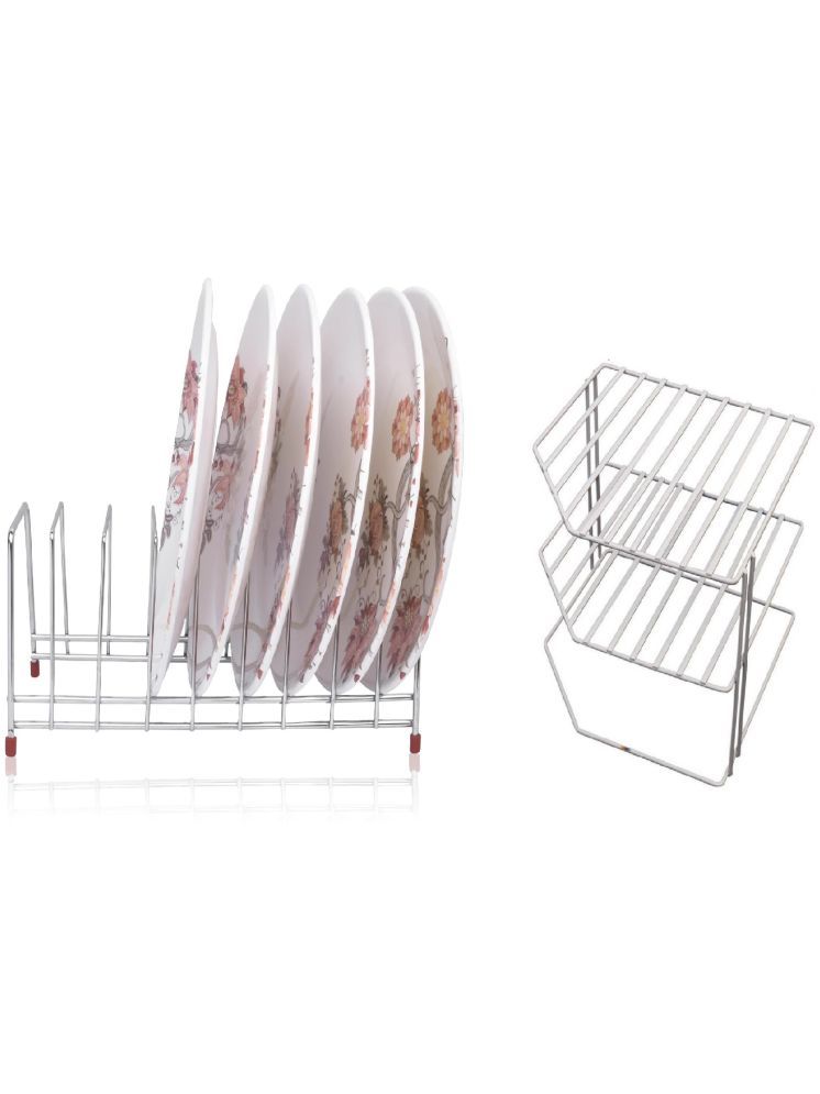     			Home Lane Silver Stainless Steel Dish Racks ( Pack of 2 )