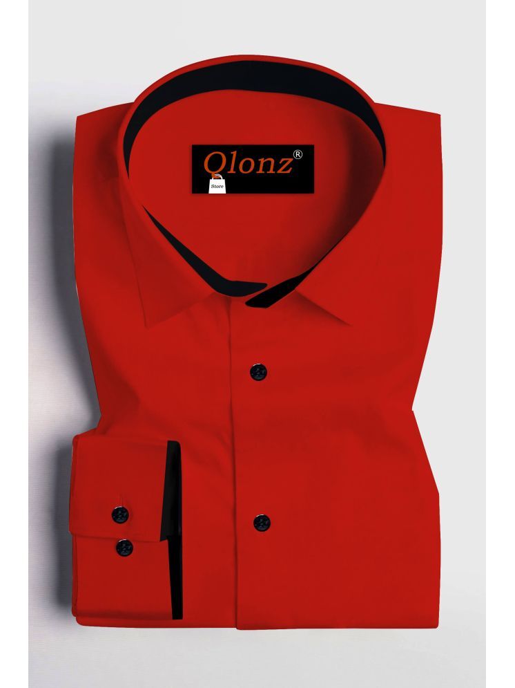     			Qlonz store Cotton Blend Regular Fit Solids Full Sleeves Men's Casual Shirt - Red ( Pack of 1 )