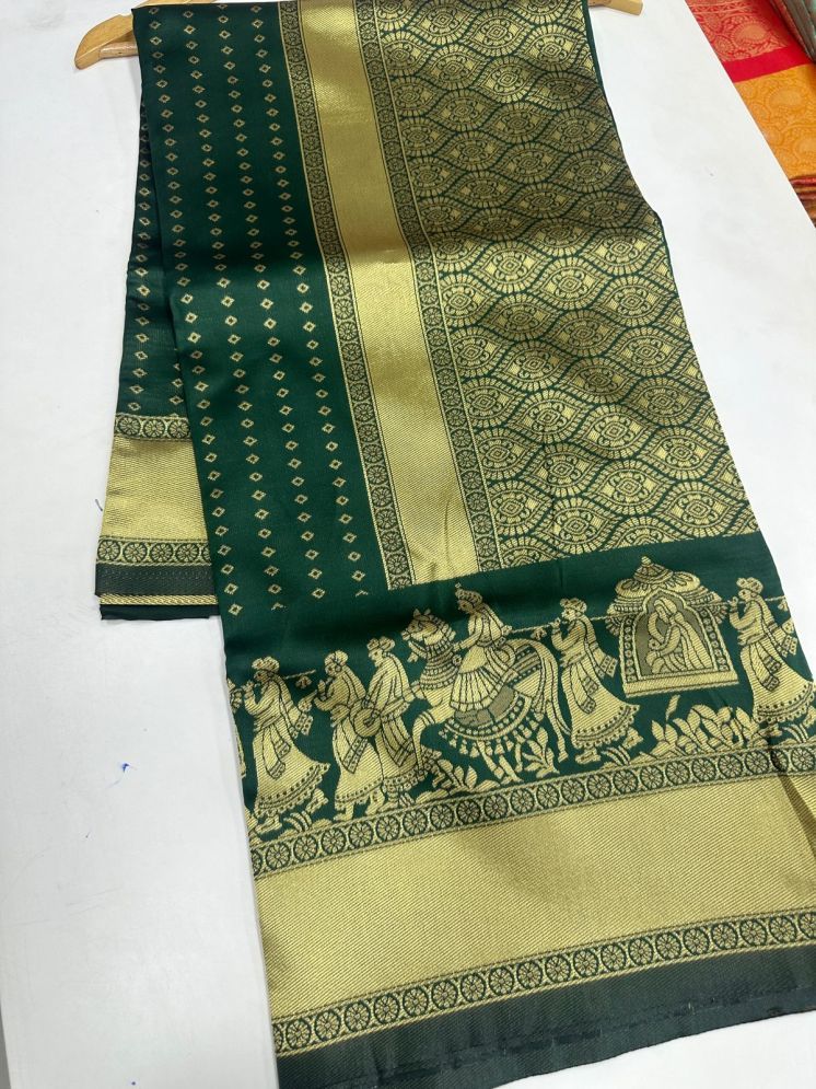     			A TO Z CART Pack of 1 Silk Blend Embellished Saree With Blouse Piece ( Green )