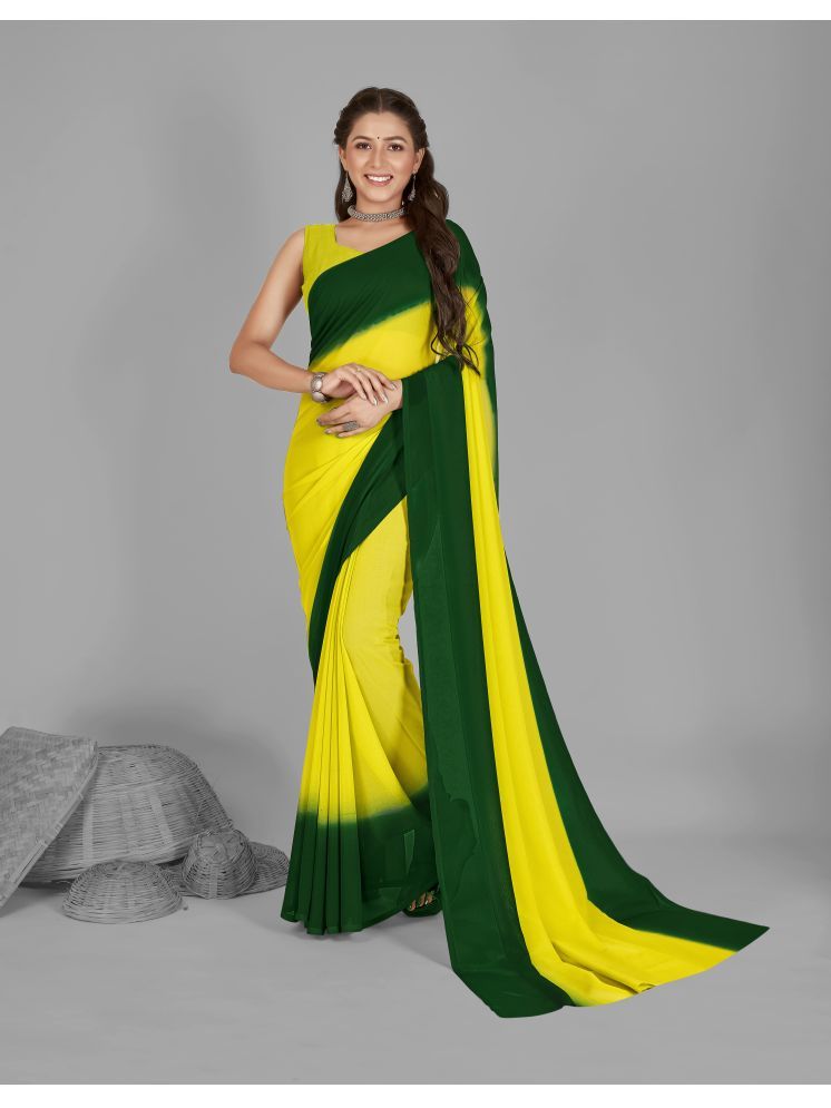     			ANAND SAREES Pack of 1 Georgette Dyed Saree With Blouse Piece ( LightGreen )