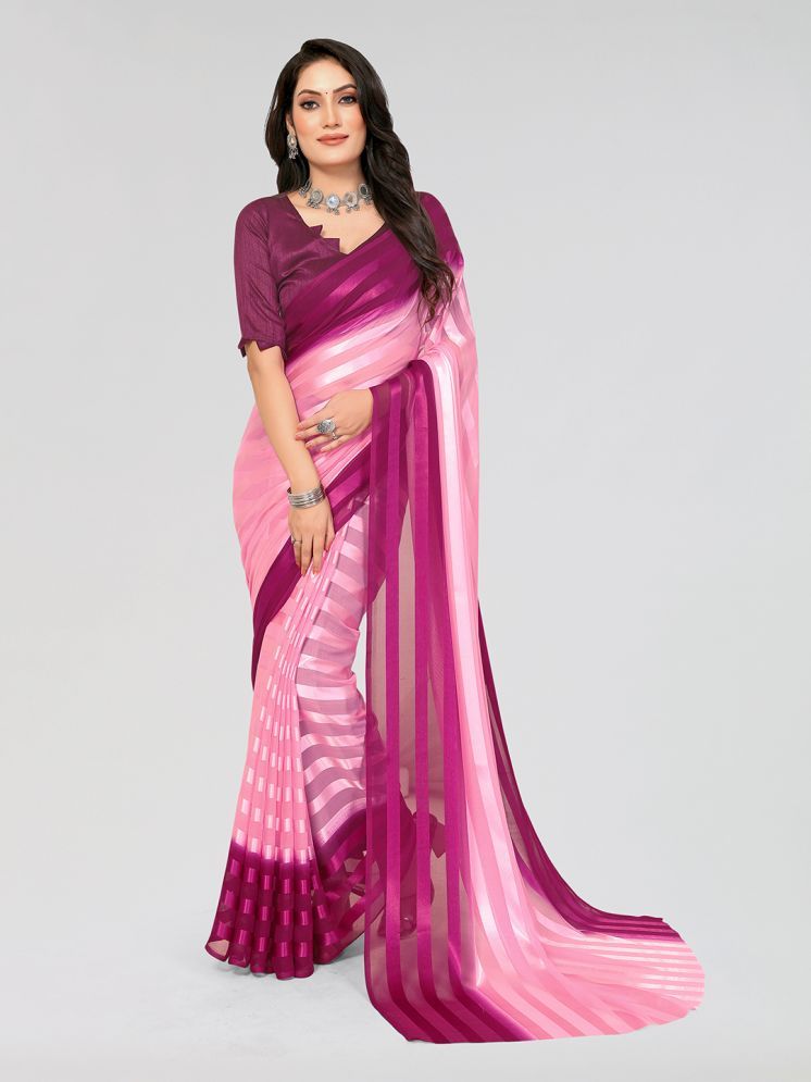     			ANAND SAREES Pack of 1 Georgette Dyed Saree With Blouse Piece ( Pink )