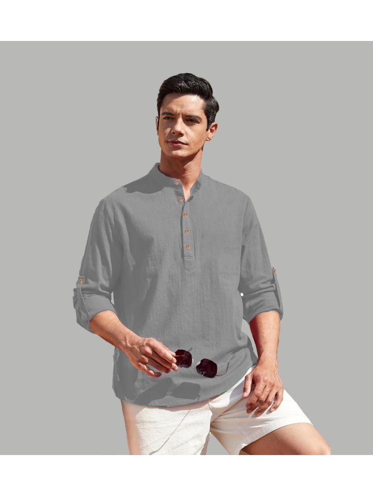     			Apektra Grey Cotton Blend Men's Shirt Style Kurta ( Pack of 1 )