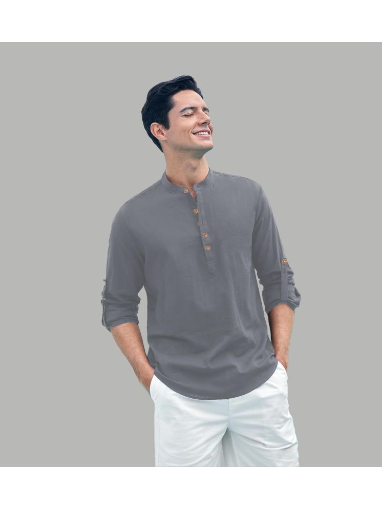     			Apektra Grey Cotton Blend Men's Shirt Style Kurta ( Pack of 1 )