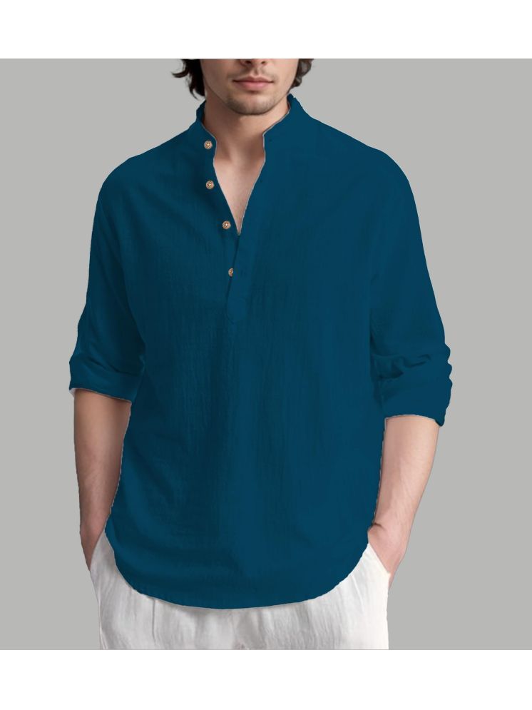     			Apektra Indigo Cotton Blend Men's Shirt Style Kurta ( Pack of 1 )