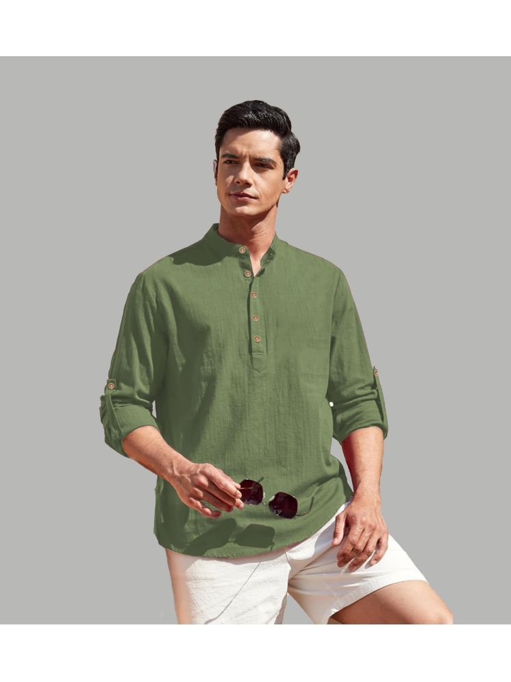     			Apektra Light Green Cotton Blend Men's Shirt Style Kurta ( Pack of 1 )