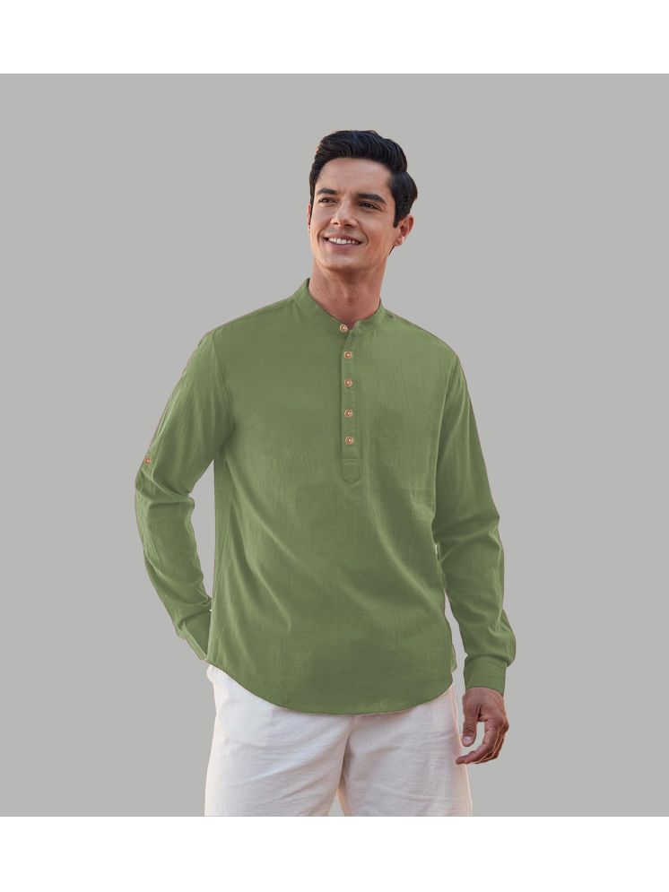     			Apektra Light Green Cotton Blend Men's Shirt Style Kurta ( Pack of 1 )