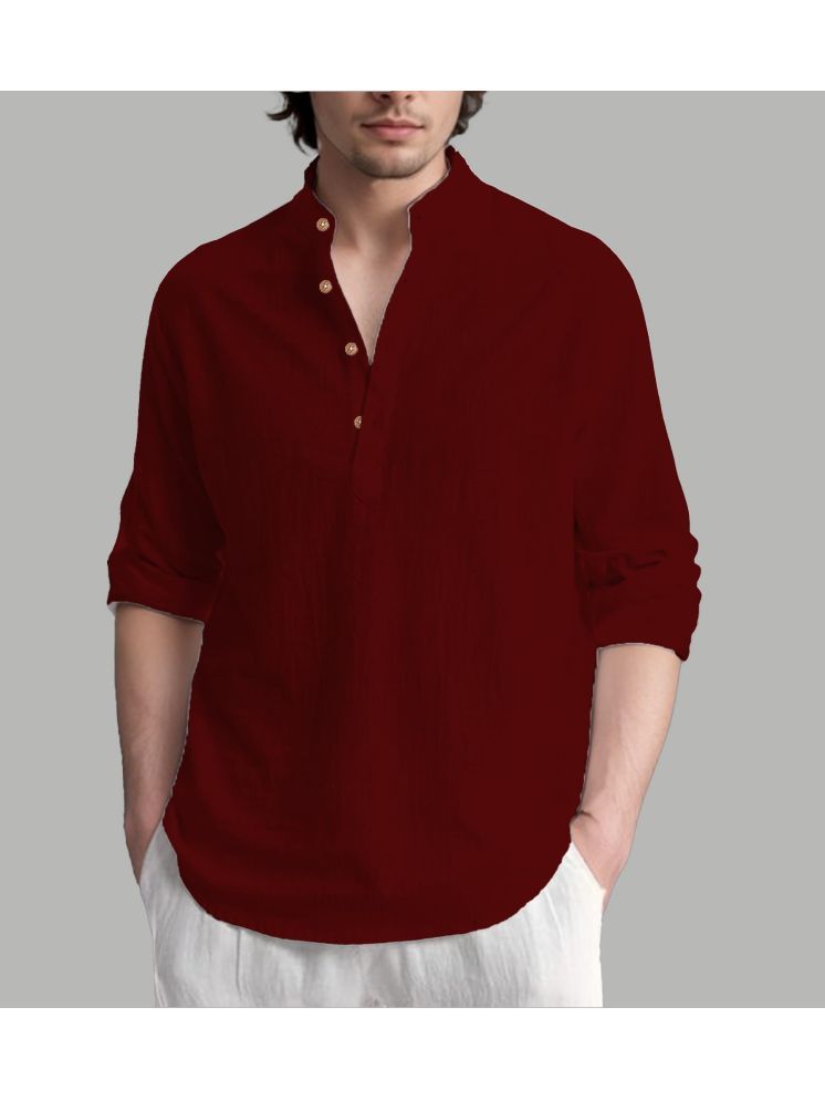     			Apektra Maroon Cotton Blend Men's Shirt Style Kurta ( Pack of 1 )