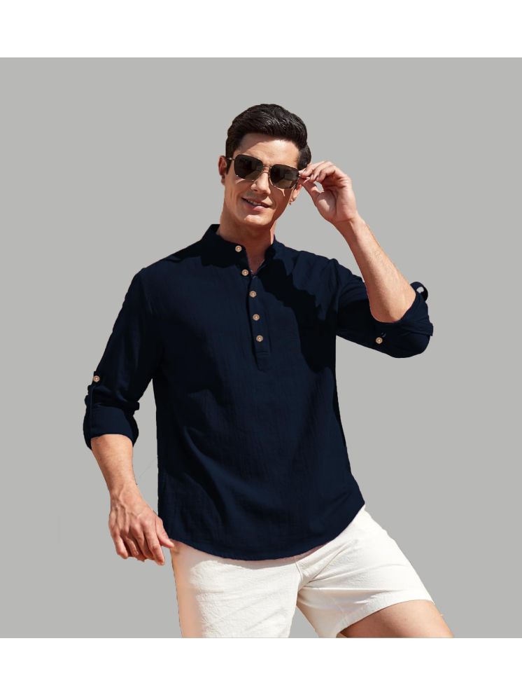     			Apektra Navy Blue Cotton Blend Men's Shirt Style Kurta ( Pack of 1 )