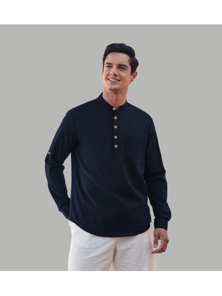     			Apektra Navy Blue Cotton Blend Men's Shirt Style Kurta ( Pack of 1 )