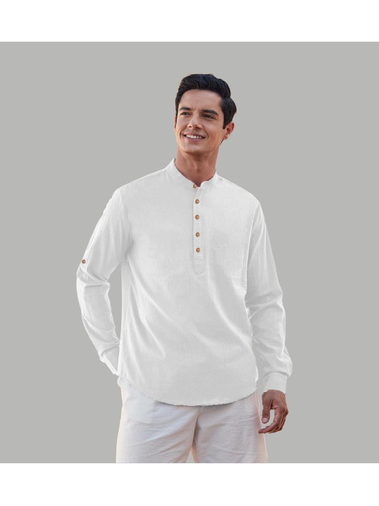     			Apektra WHite Cotton Blend Men's Shirt Style Kurta ( Pack of 1 )