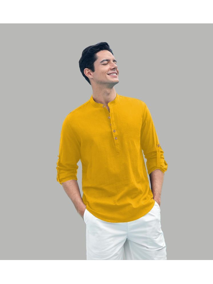     			Apektra Yellow Cotton Blend Men's Shirt Style Kurta ( Pack of 1 )