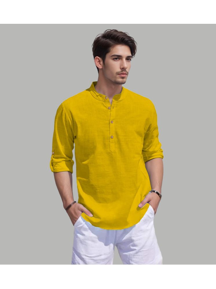     			Apektra Yellow Cotton Blend Men's Shirt Style Kurta ( Pack of 1 )