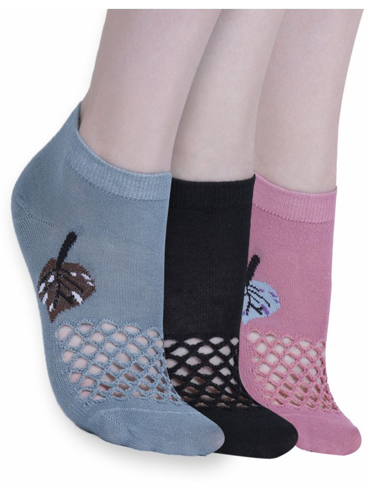     			Dollar Pack of 3 Women's Cotton Blend Ankle Length Socks ( Multicolor )