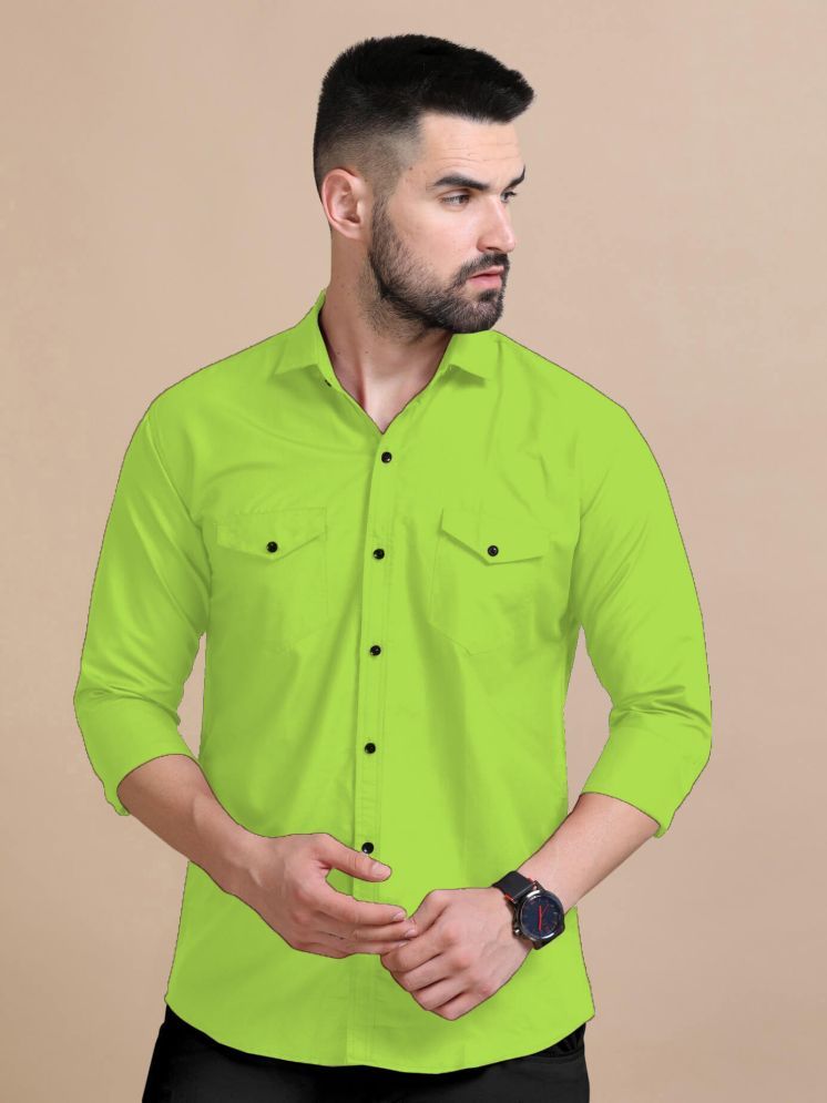     			Qlonz store Cotton Blend Regular Fit Solids Full Sleeves Men's Casual Shirt - Sea Green ( Pack of 1 )