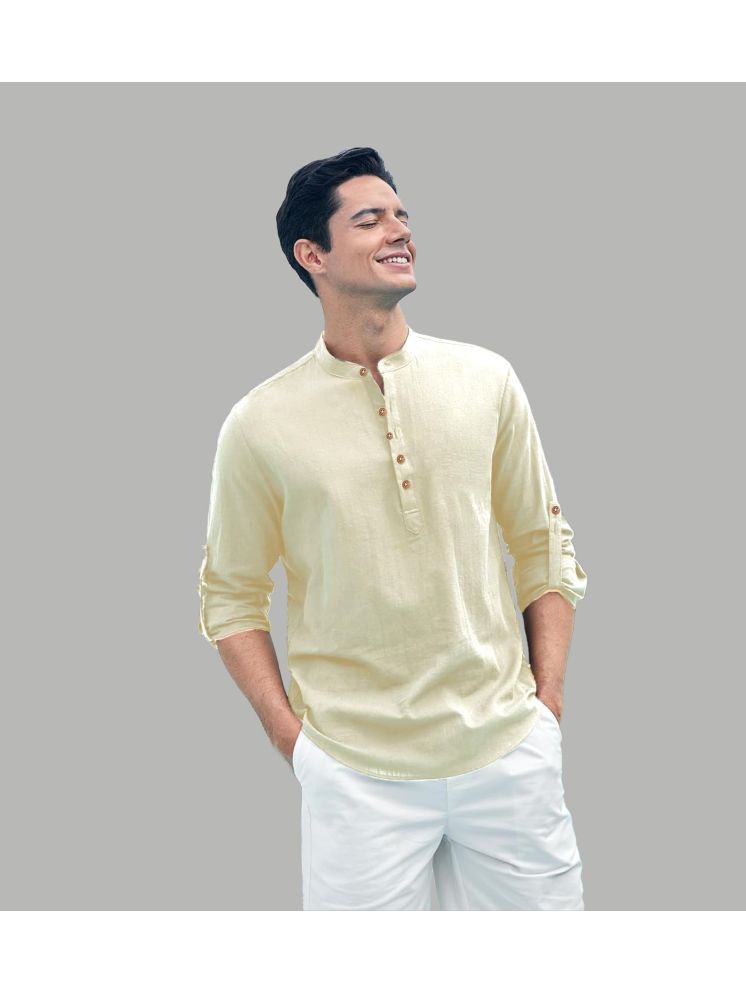     			TrendiVastra Beige Cotton Blend Men's Shirt Style Kurta ( Pack of 1 )